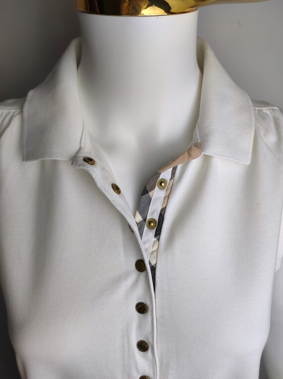 BURBERRY Armelloses Poloshirt Authentisches Designeroberteil Nova Check Kragenpolo Burberrys Of London Damen Polo WeiBes Baumwollhemd XL Etsy