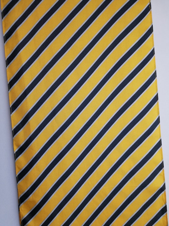 VINTAGE Silk Scarf Yellow Striped Pure Silk Scarf… - image 5