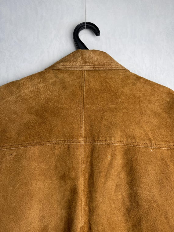 ジャケット・アウター 90s vintage suede Leather tracker jacket MenVintage 90s Leather Jacket Suede ￼ Soft Shell Zip Up