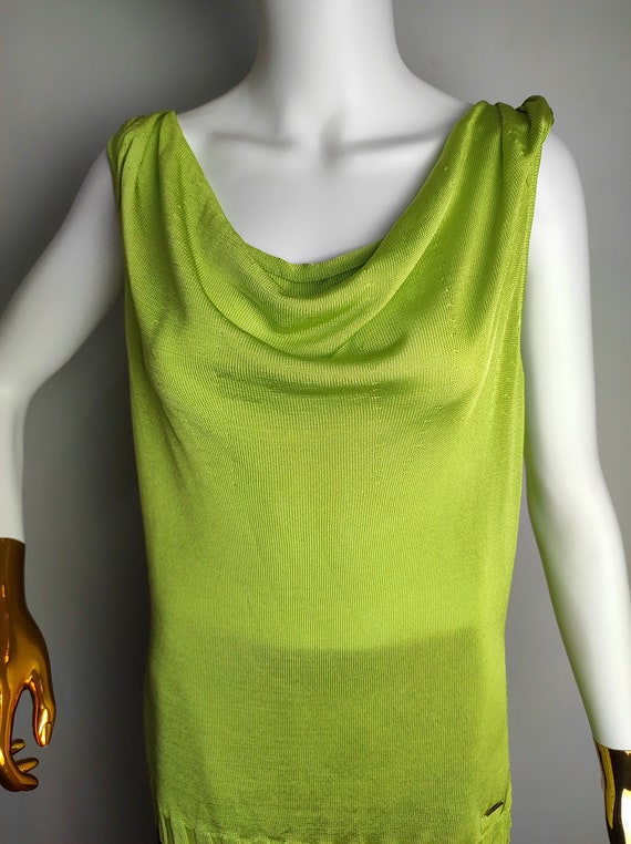 ESCADA Cowl Neck Top, Apple Green Sleeveless Top, Y2K