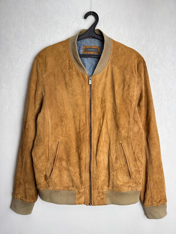 Y2k Mens Suede Zipped Jacket, Genuine Leather Hunting Jacket