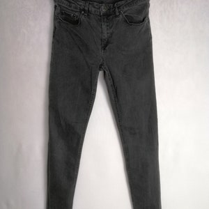Jean noir usé Skin 5 ACNE STUDIOS, Jean skinny noir délavé pour femme, Pantalon en denim de marque Année 2000, Jean skinny noir délavé, Taille 28 32