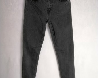 ACNE STUDIOS Skin 5 Used Black Jeans, Womens Black Washed Skinny Jeans, Y2K Designer Denim Pants, Faded Black Skinny Fit Jeans, Size 28 32