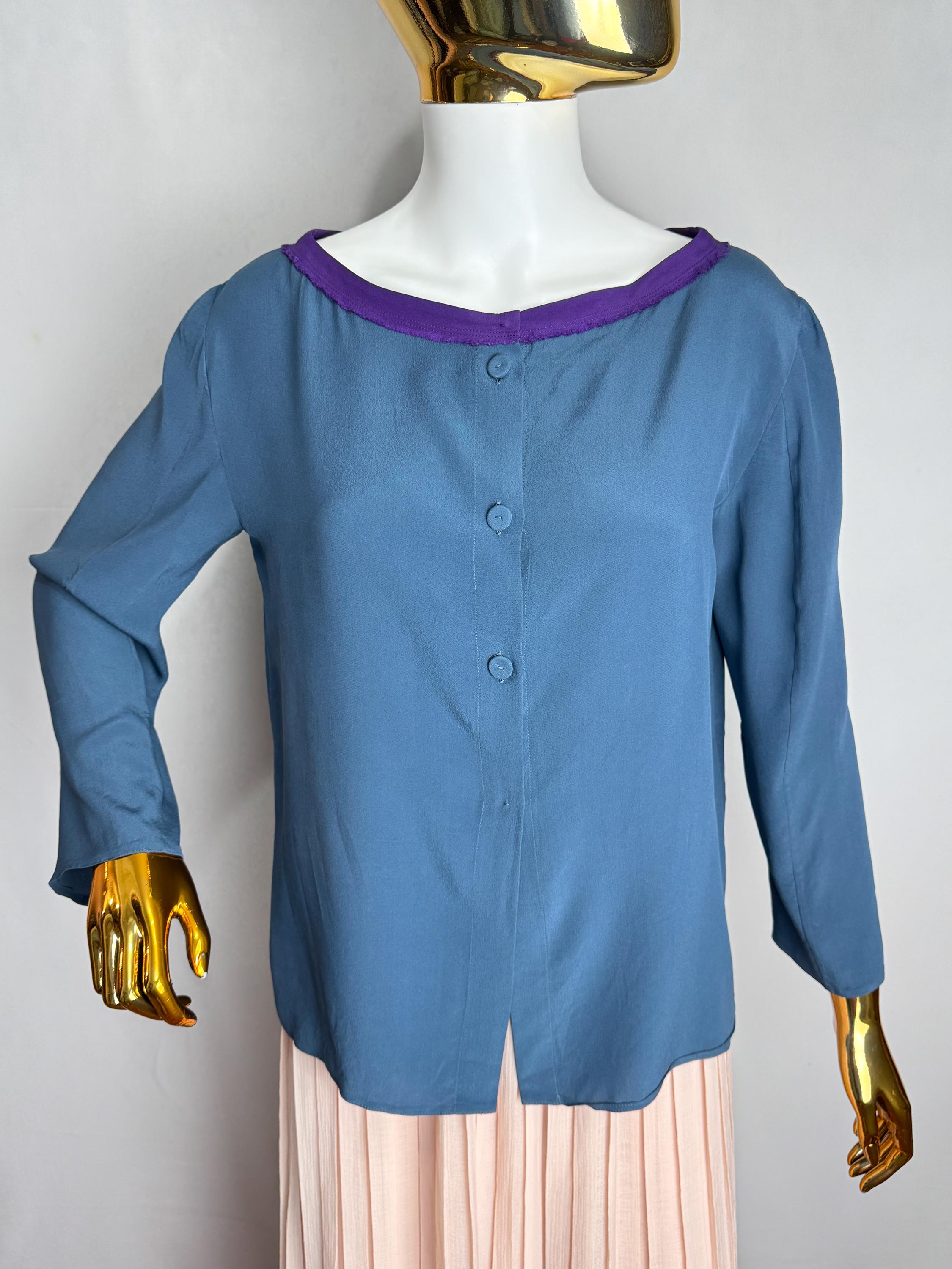 PRADA Vintage Silk Blouse, Y2K Italian Designer Silk Top