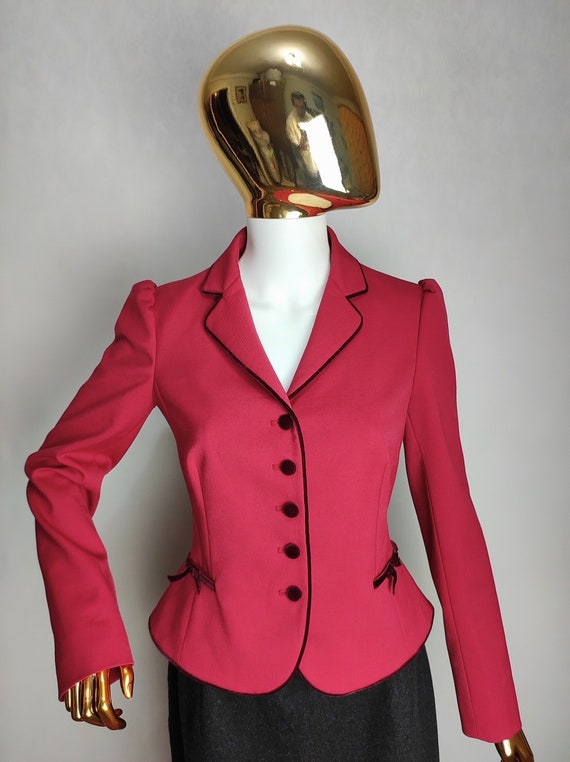 VALENTINO Puff Sleeve Blazer, Authentic Red Valen… - image 1