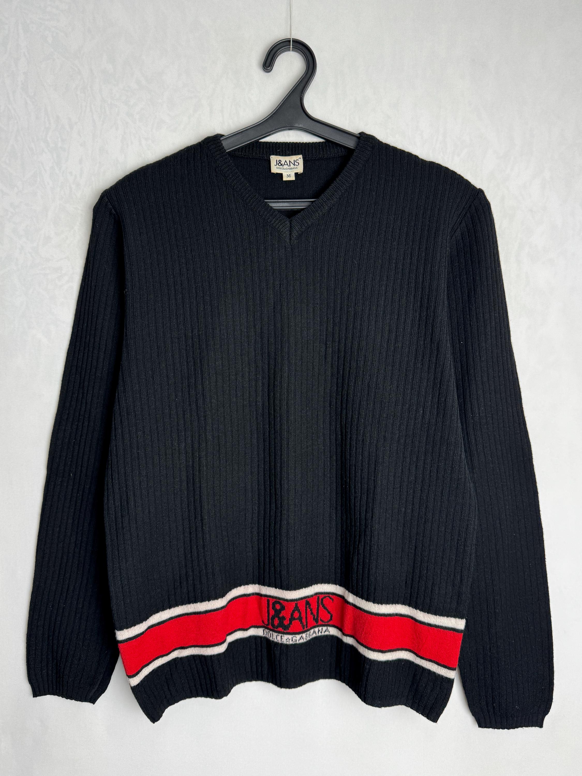 トップス Dolce&Gabbana vintage wool sweater DOLCE & GABBANA Vintage Men Sweater, 90s DG Logo V-neck Pullover