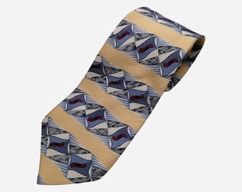 PIERRE CARDIN Silk Tie, 80s French Designer Necktie, Geometric Print Tie, Unique Gift For Men, Collectible Tie For Him, Colorful Wedding Tie