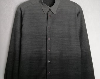 VERSUS by GIANNI VERSACE Vintage Men Shirt, Y2K Authentic Designer Shirt, Gradient Wool Blend Shirt, Long Sleeve Button Up, Made In Italy, S