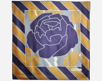 Foulard Vintage Michel Paris - Soie 100% Multicolore Floral - Occasion Bon état
