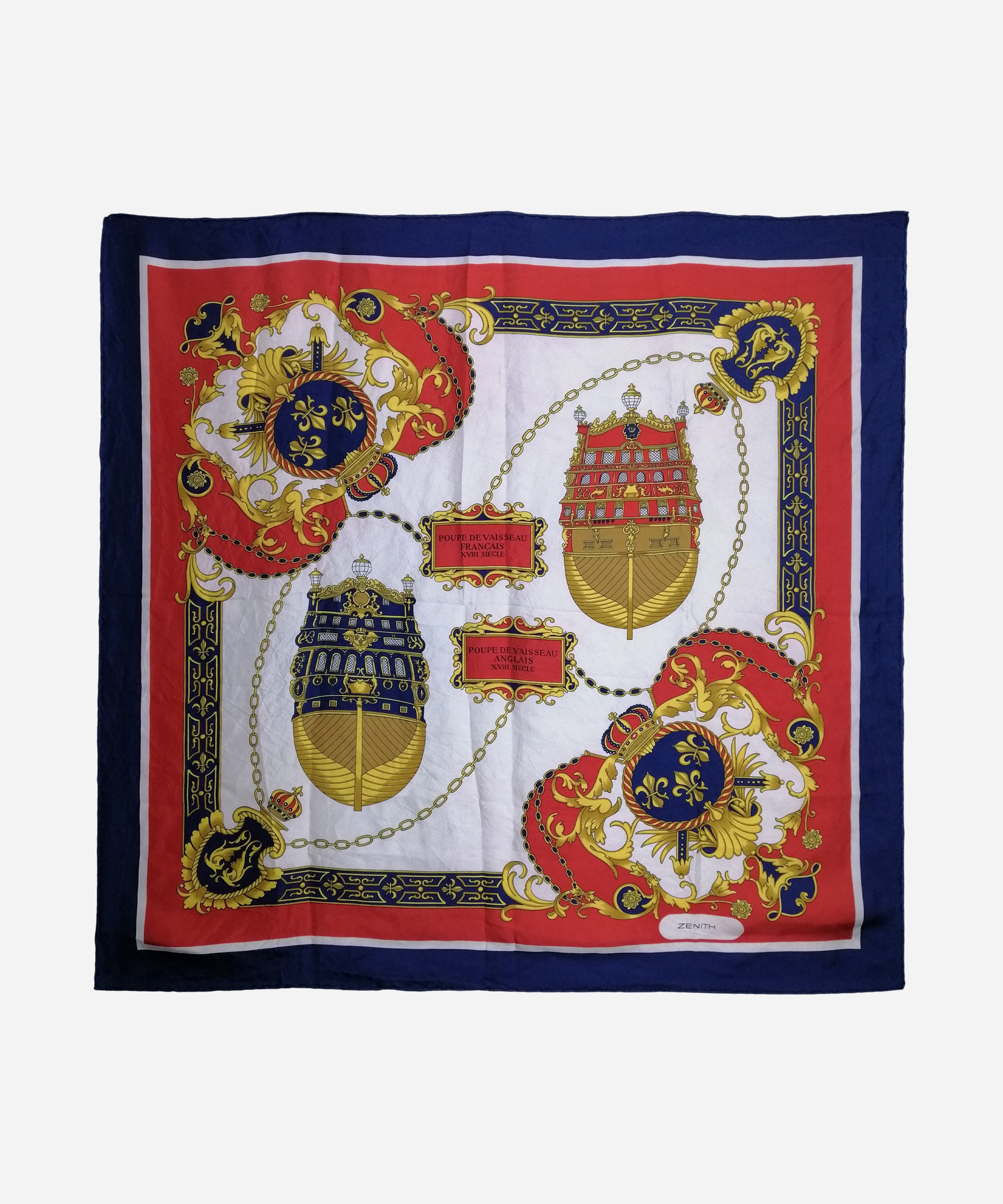Foulard Zenith En Soie – Carré 90 Cm, Multicolore, Vintage, Fait Main