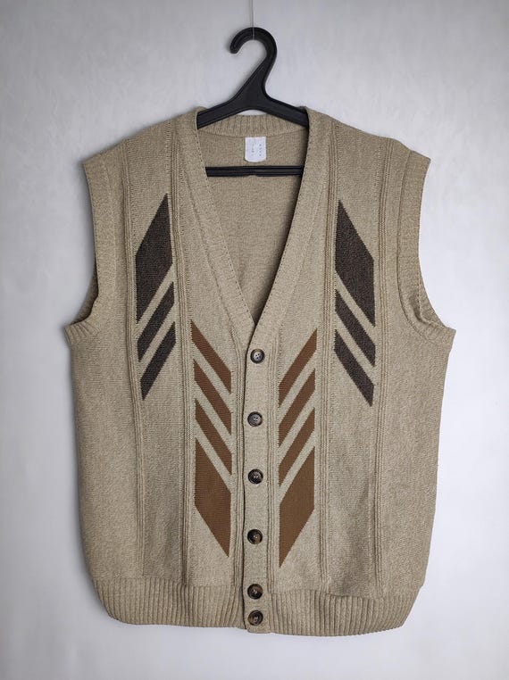Vintage Mens V-neck Vest, 90s Oversized Unisex Vest, Grandpa