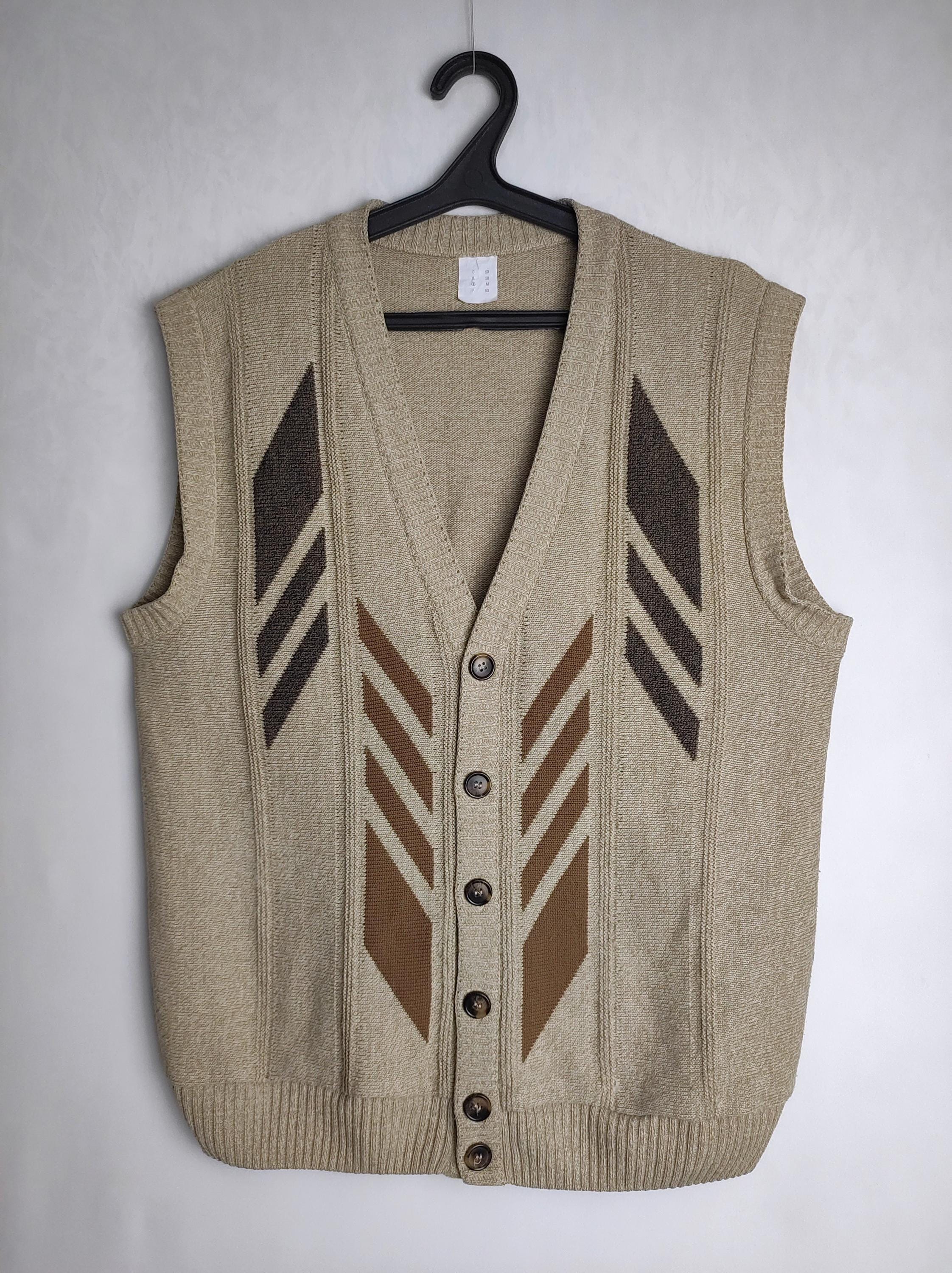 Vintage Mens V-neck Vest, 90s Oversized Unisex Vest, Grandpa