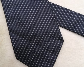 Cravate Pal Zileri – Lin Gris Rayé – 100% Soie – Homme – Neuf Sans étiquette