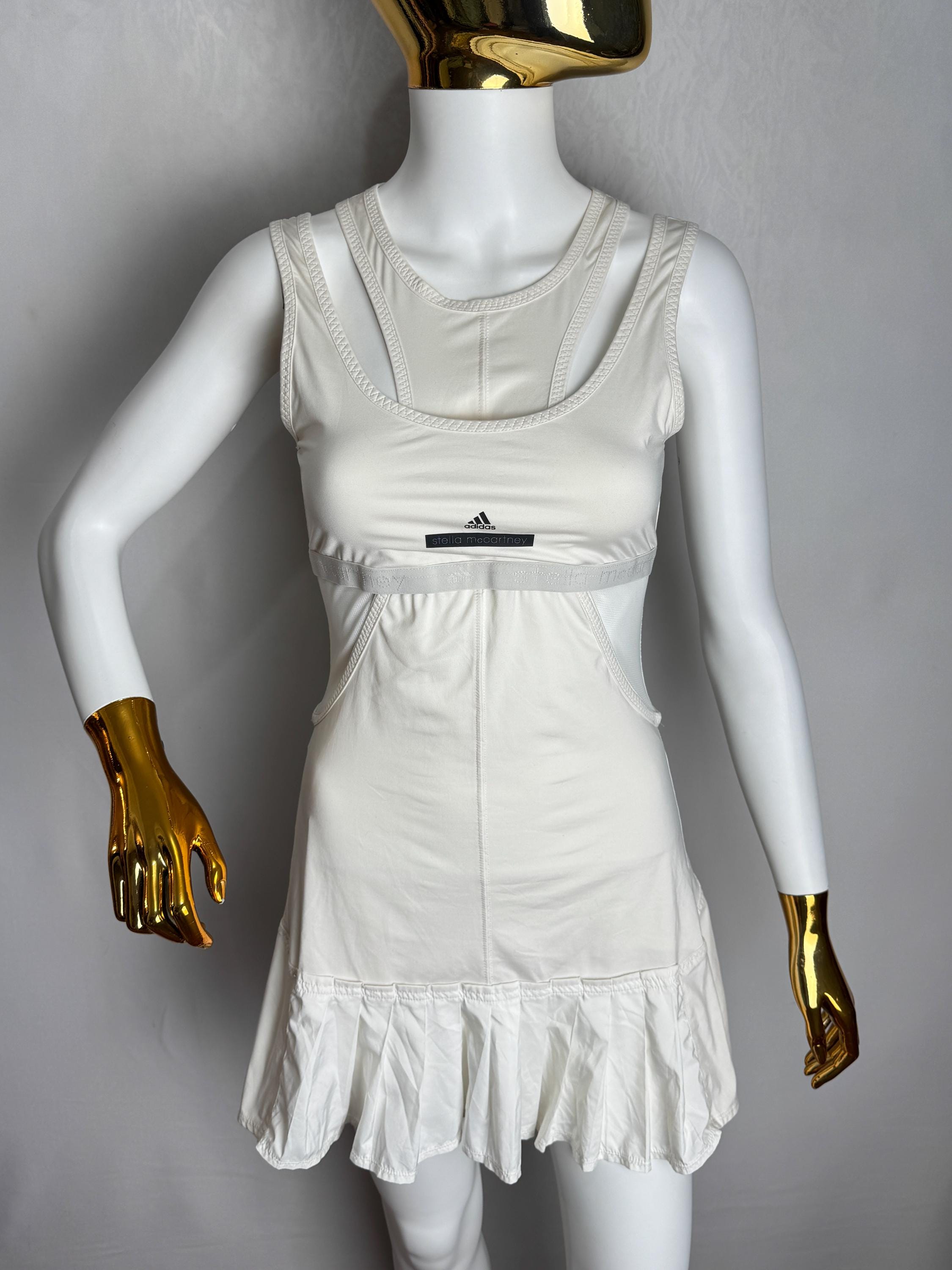 アディダスバイステラマッカートニー　テニスドレス ADIDAS by STELLA McCARTNEY テニスミニドレス、ホワイトノースリーブ