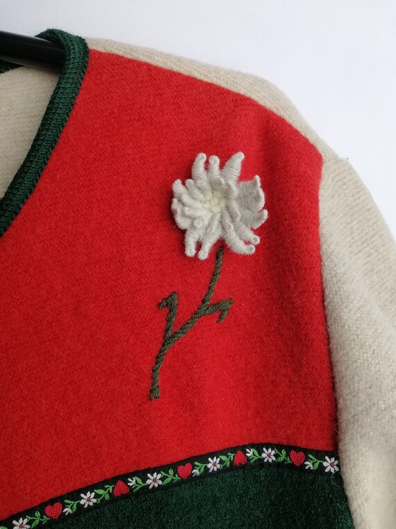 VINTAGE Embroidered Wool Cardigan Austrian Dirndl… - image 6