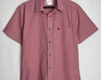 Camisa de algodón Trachten para hombre, camisa tradicional alpina, camisa austriaca de manga corta, camisa folclórica Oktoberfest con botones, camisa alemana bávara del Tirol, M
