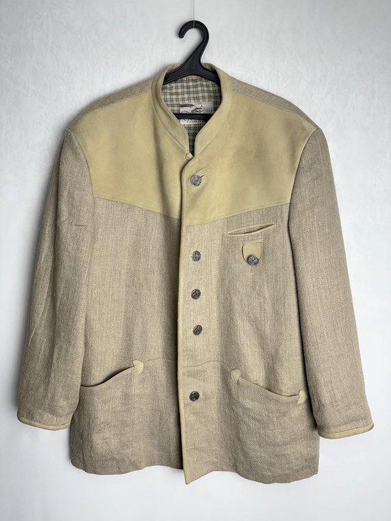 Veste trachten en lin pour homme, blazer autrichien en daim, veste