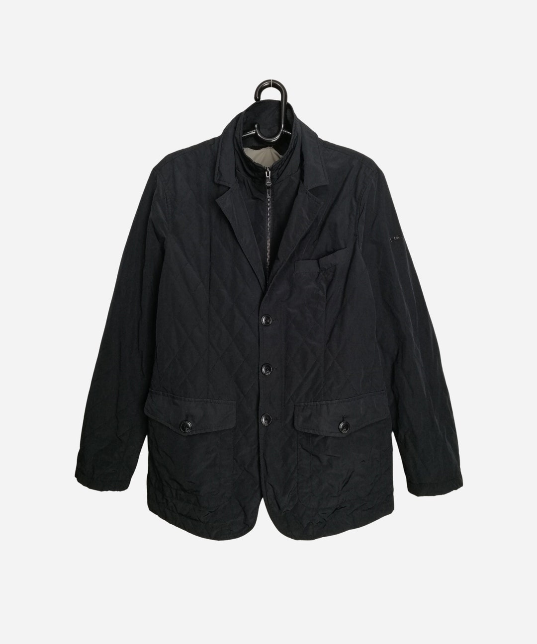 PAL ZILERI Vintage Mens Quilted Jacket Black Nylon Full Zip up - Etsy
