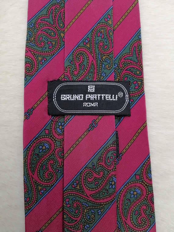 BRUNO PIATTELLI Vintage Paisley Silk Necktie 80s … - image 2