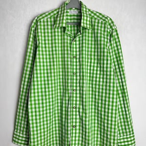 Mens Cotton Trachten Shirt, Traditional Alpen Shirt, Long Sleeve Austrian Shirt, Oktoberfest Folk Button Up, Tyrol Bavarian German Shirt, M