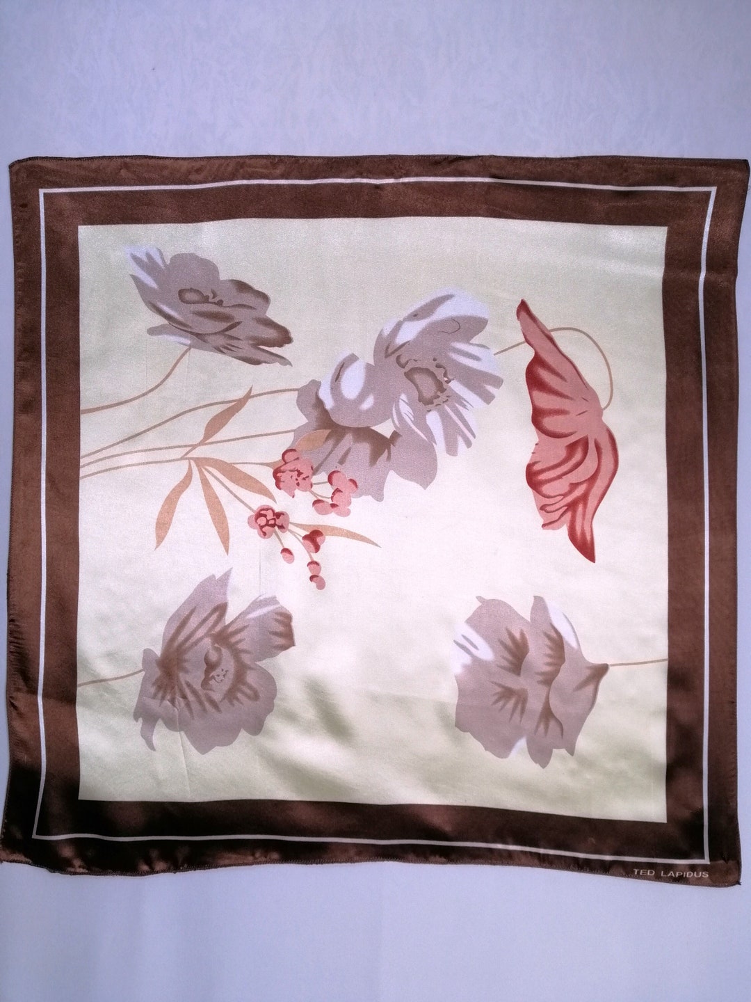 Foulard Carré Ted Lapidus En Polyester 100% Italien – Style Hermès, Occasion En Super état