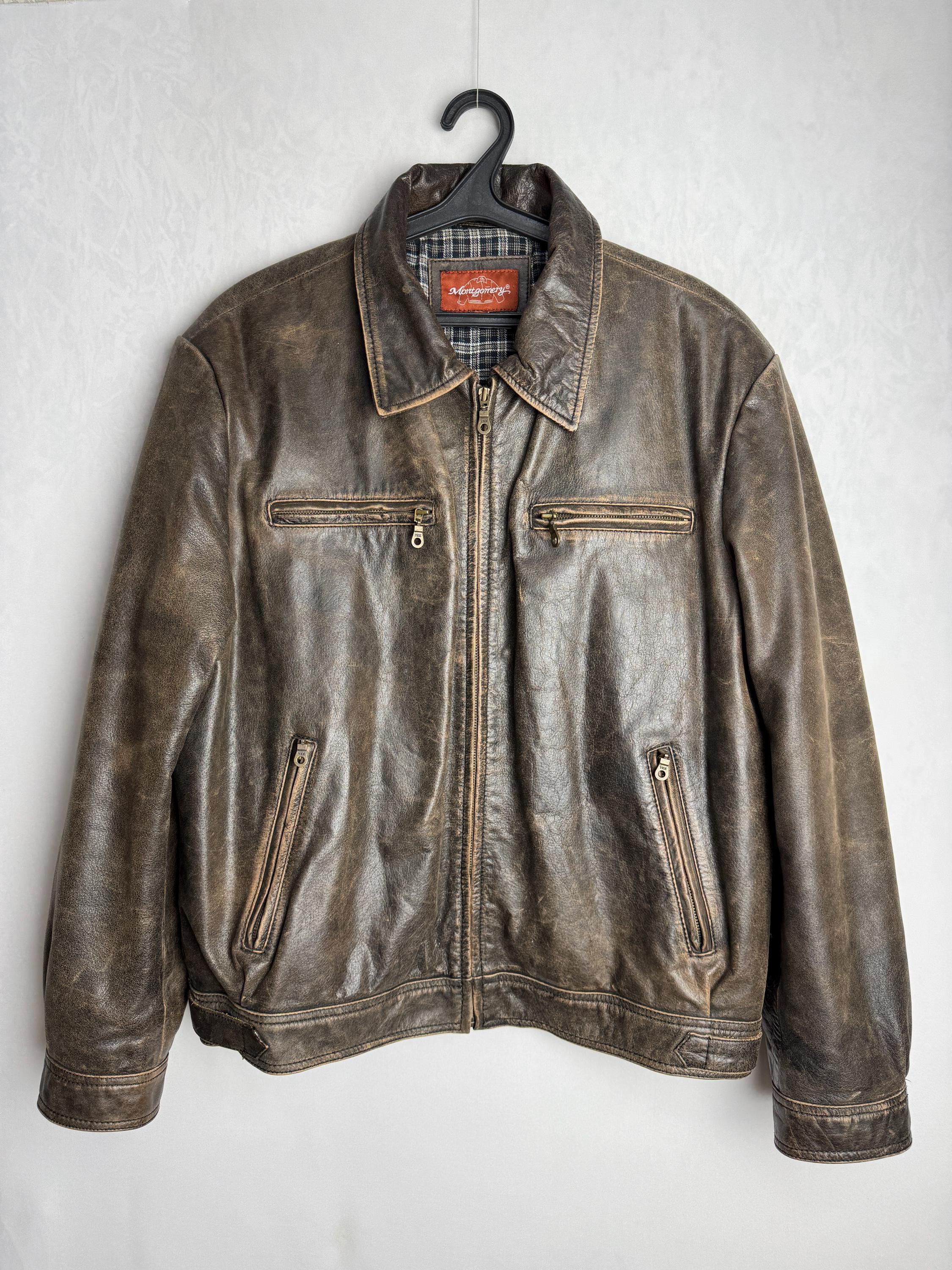 ジャケット・アウター flight real leather jacket 90s vintage Vintage 90s Flight Leather Jacket Full Zipper Real Leather
