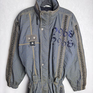 90s Mens Ski Suit, One Piece Ski Suit, 80s Checked Snowsuit, Vintage Full Body Skiwear Jumpsuit, Winter Sports Overall, Snowboard Costume, M