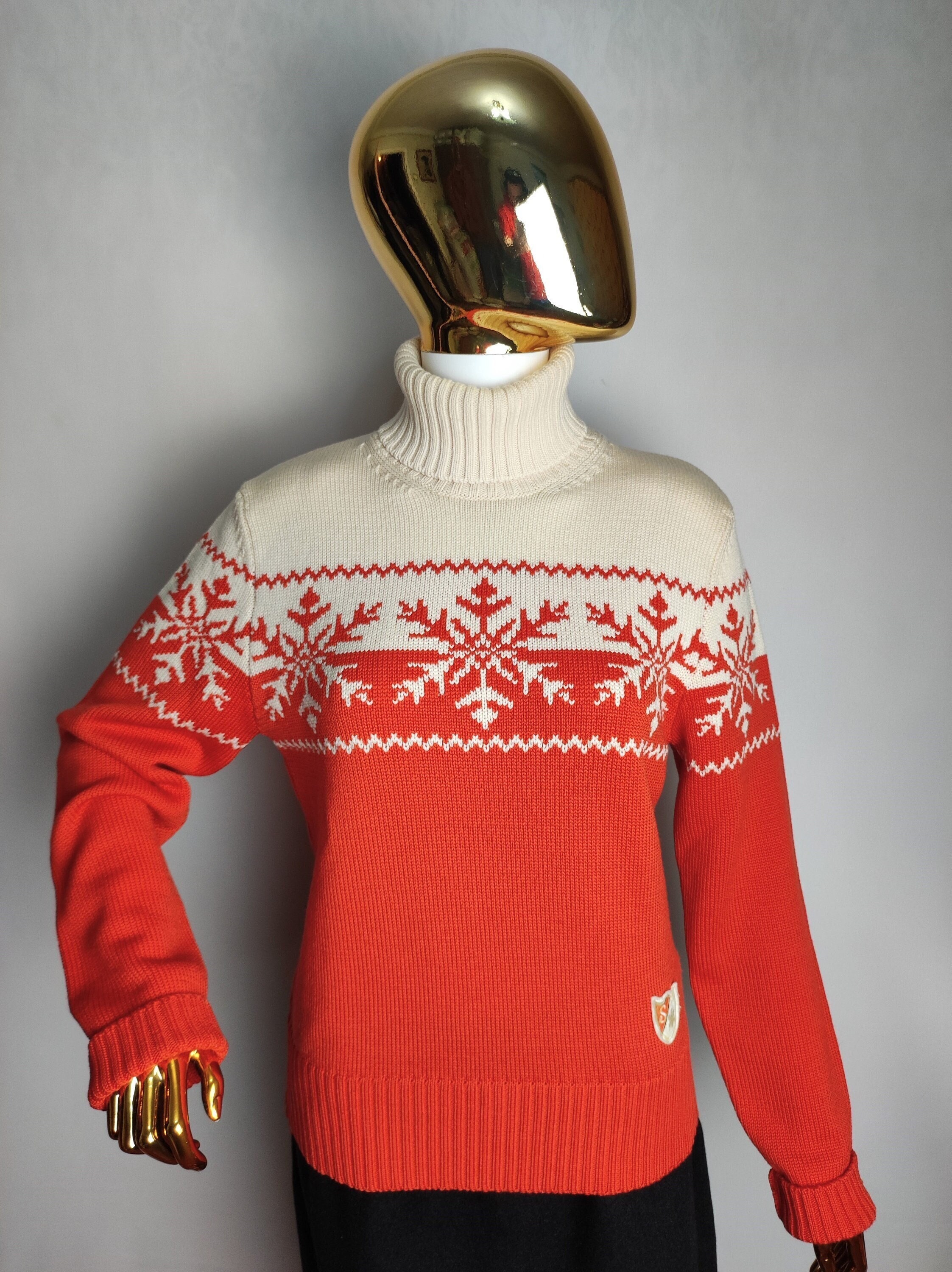 Suéter de esquí 100% lana Merino, suéter de cuello alto noruego