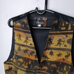 VINTAGE Mockaväst Äkta Läder Western Cowboyväst Unisex Brun Festivalväst bild 5