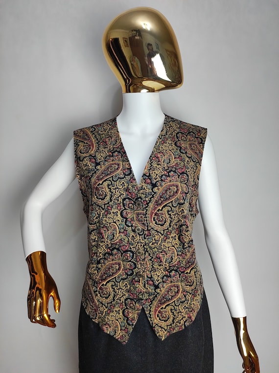 Vintage D&G Brown & Orange Paisley Vest Top 6 8 10