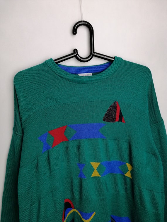 VINTAGE Mens Sweater 80s 90s Oversized Cotton Abs… - image 4