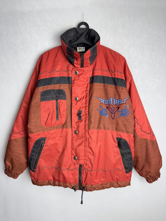 90er Vintage Skijacke, Österreichische Herren Skijacke, Rote