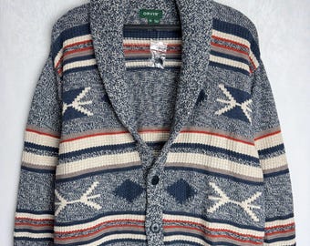 ORVIS Southwest Cotton Cardigan, Men Western Aztec Knit Jacket