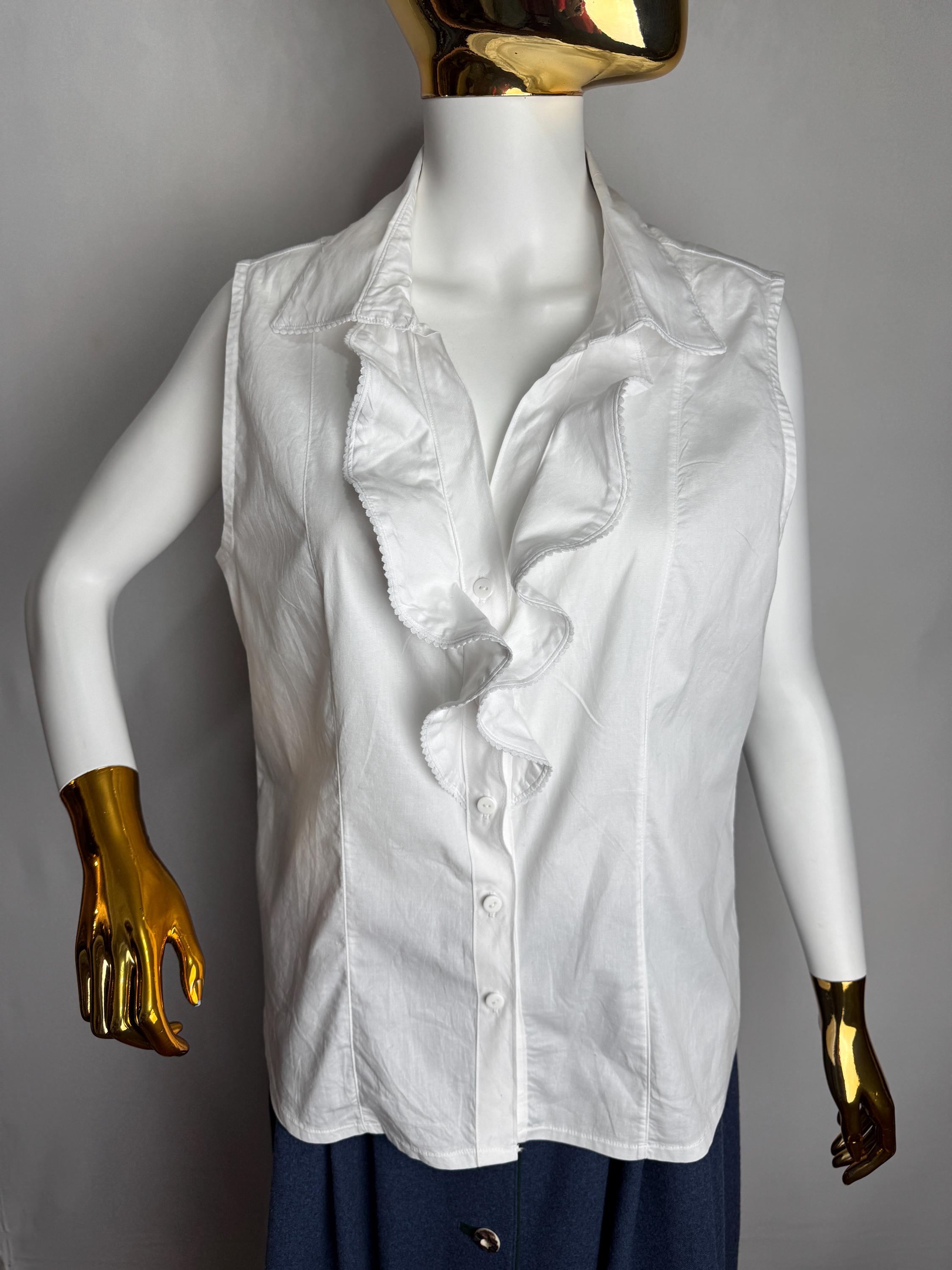 German Ruffles Dirndl Sleeveless Ruffle Blouse, Traditional Austrian Shirt ...