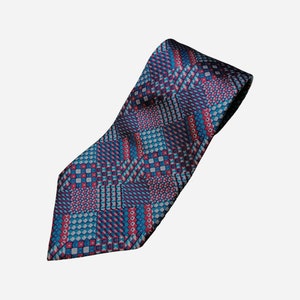 JEROME LEPLAT Silk Tie, Geometric Pattern Statement Tie, 80s Vintage Wedding Neck Tie, Men Suit Accessories, Gentleman Necktie Gift For Him