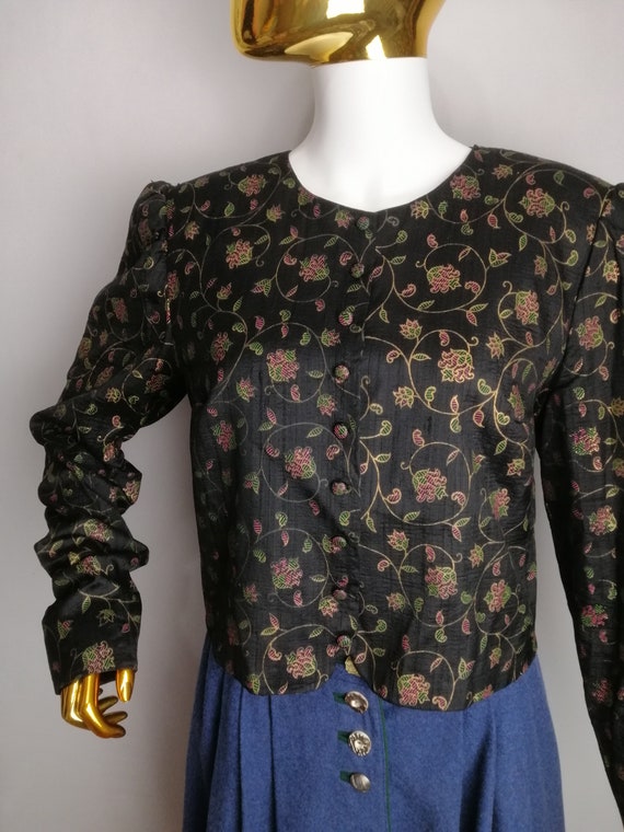 Puff Sleeve Dirndl Jacket, Silk Floral Austrian B… - image 10
