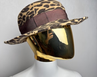 Leopard Print Fedora Hat, Animal Print Vintage Hat, Womens  display picture 1