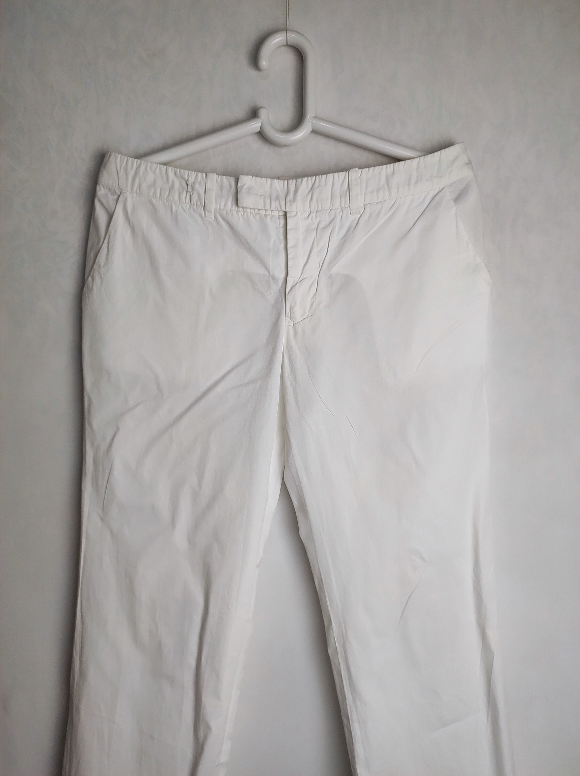 JIL SANDER CROPPED PANTS イタリア製 JIL SANDER Cotton Pants, Y2K Designer White Trousers, Womens