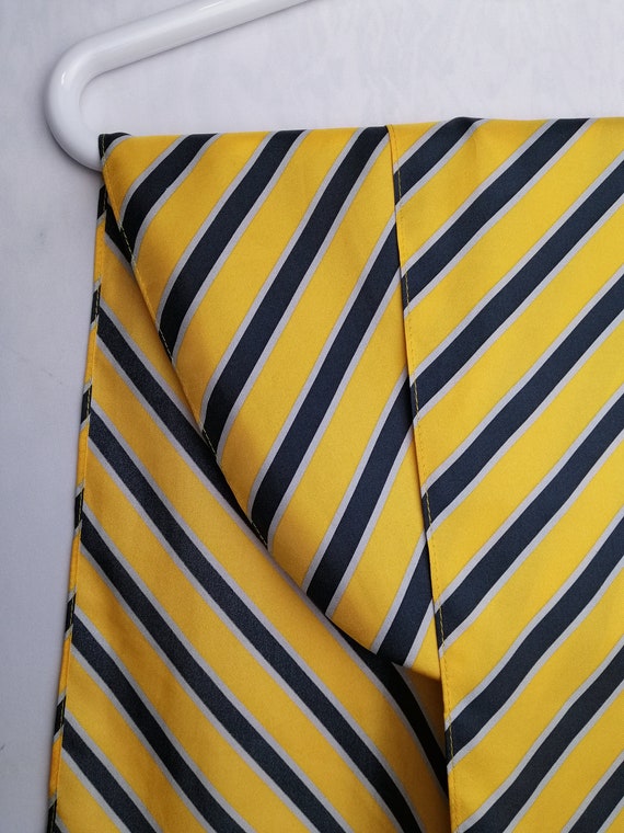 VINTAGE Silk Scarf Yellow Striped Pure Silk Scarf… - image 6