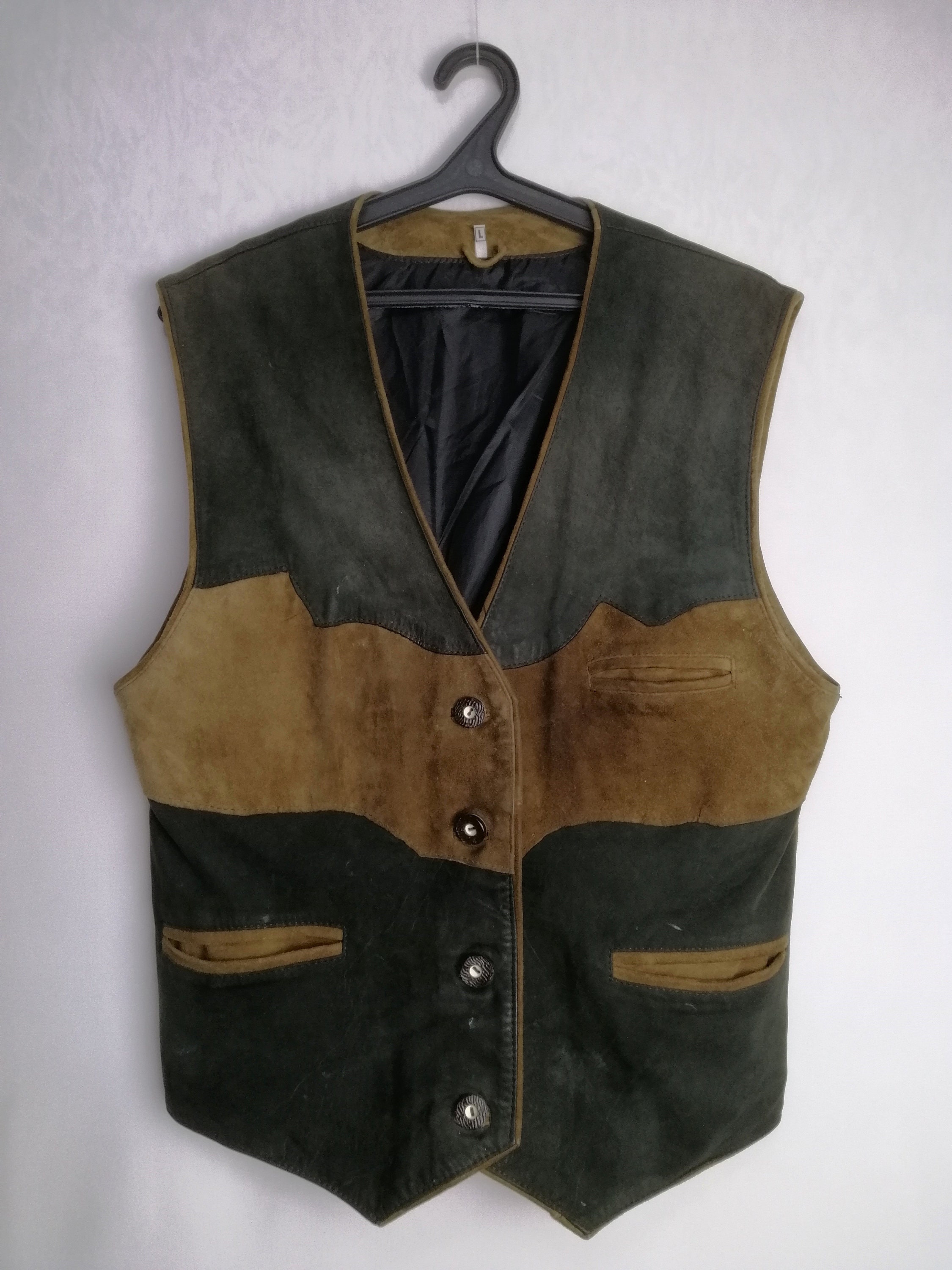 Austrian Suede Vest, Trachten Leather Vest, Oktoberfest Dirndl Vest, Traditional Folk Vest, Tyrol Alpen Vest, Bavarian German Waistcoat, XL