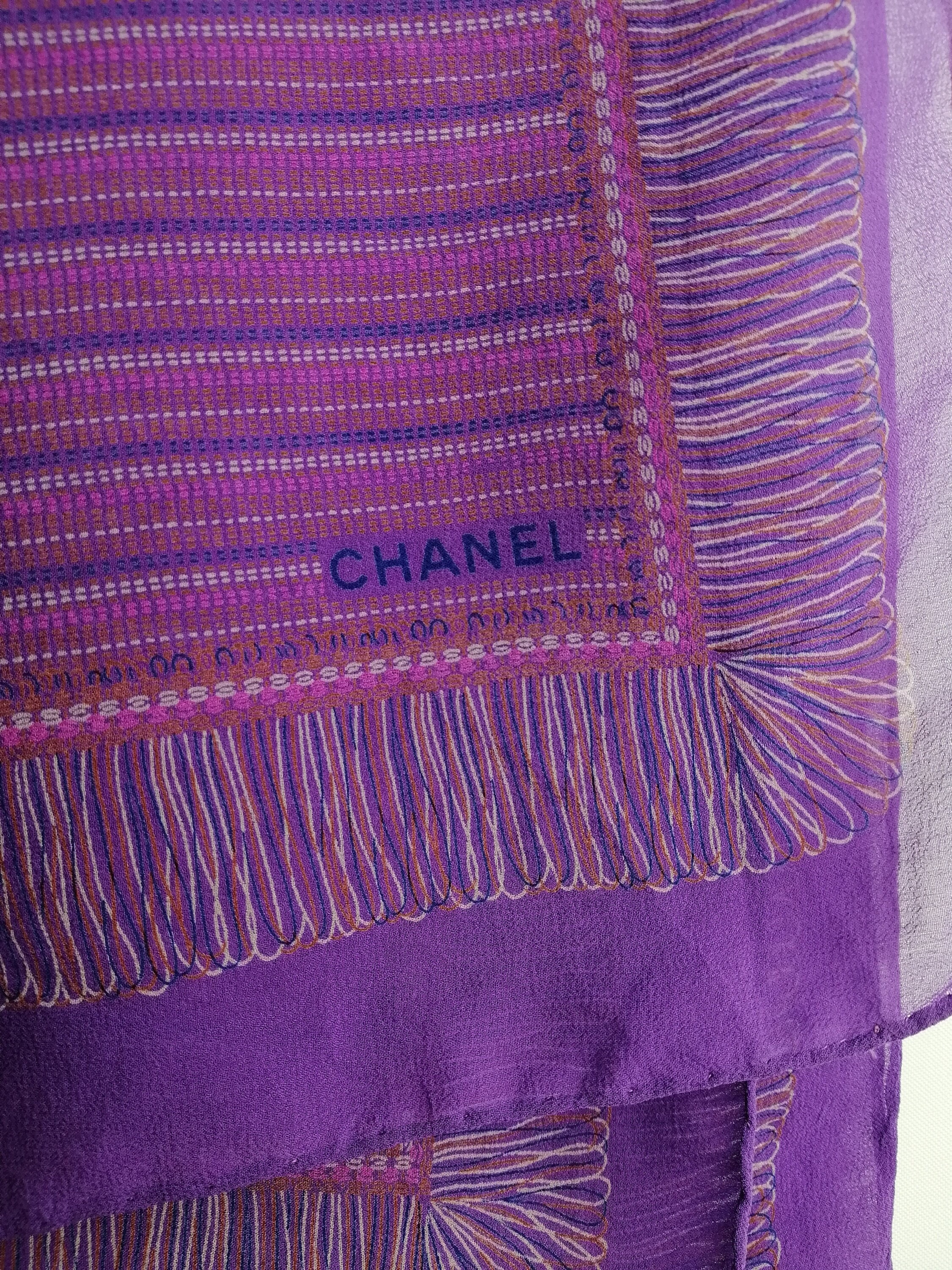 00s Chanel Chain Print Logo Silk Scarf - New with Tags - Lucky Vintage