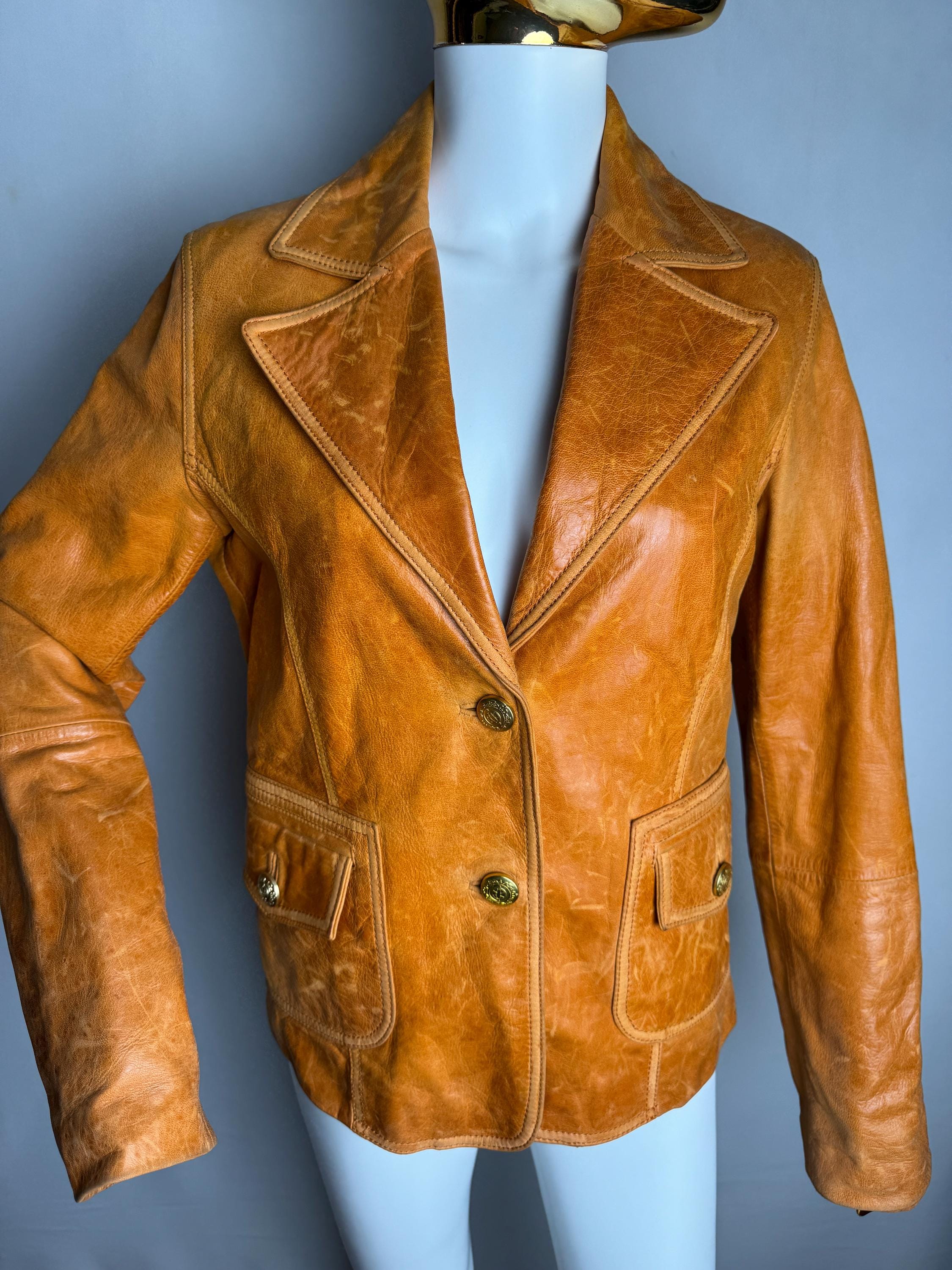 90s Genuine Leather Jacket, Vintage Distressed Leather