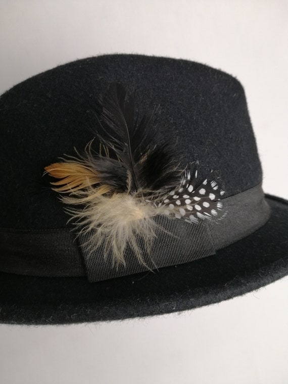 Austrian Wool Fedora, Tyrol Feather Felt Hat, Tra… - image 3