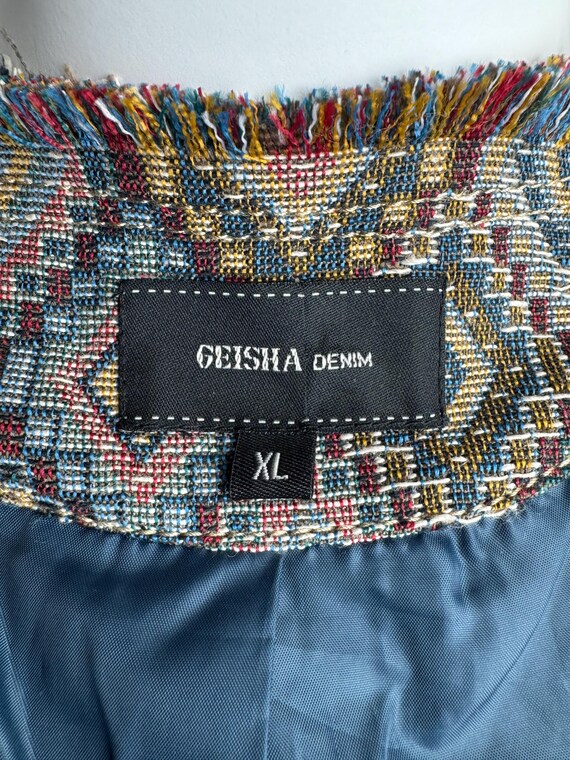Tapestry Woven Jacket, Geometric Pattern Boho Bla… - image 7