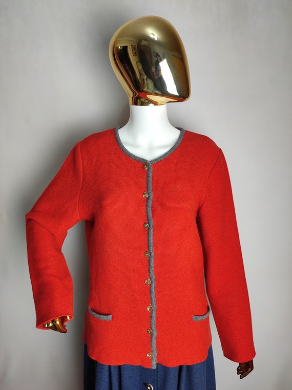 Austrian Wool Cardigan, Dirndl Folk Cardigan, Traditional Trachten