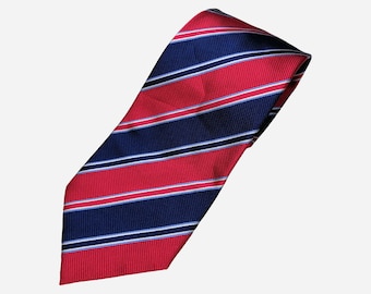 CHARLES TYRWHITT Cravatta Uomo, Cravatta Vintage pure Silk, Cravatta Fantasia a Righe, Cravatta Donna Donna Blu Rosso, Accessori Seta Abiti, Regalo Cravatta Gentleman