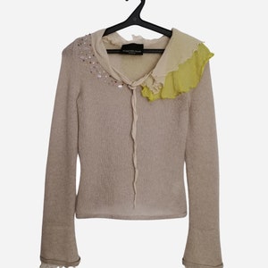 ERMANNO SCERVINO Mohair Sweater, Italian Luxury Silk Jumper, Y2K Designer Womens Knitwear, 2000s Fashion Wool Sweater, Long Sleeve Small Top