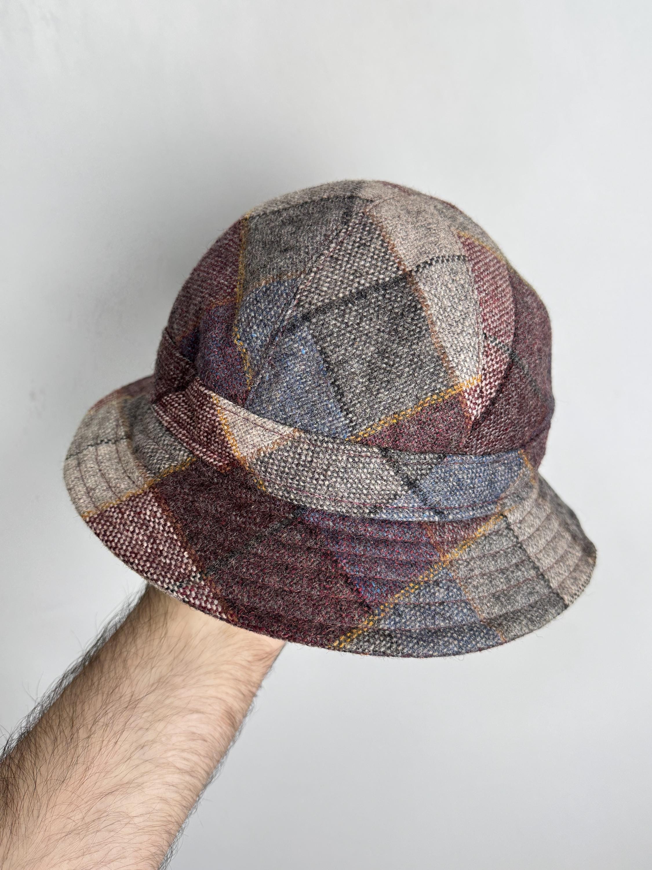 Innes & Cromb Scotland 100% Wool Tweed Bucket Hat Vintage Plaid Cloche Cap Glen - best wool Bucket hat for men and women, made of  main image 3