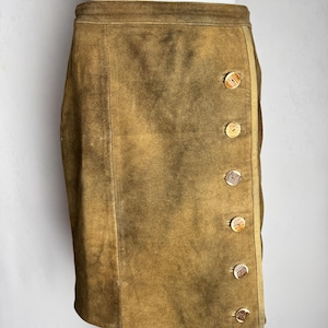 Genuine Leather Trachten Skirt, Austrian Lederhose Suede Skirt, Traditional Dirndl Skirt, Bavarian Oktoberfest Skirt, Tyrol Alpen Folk Skirt