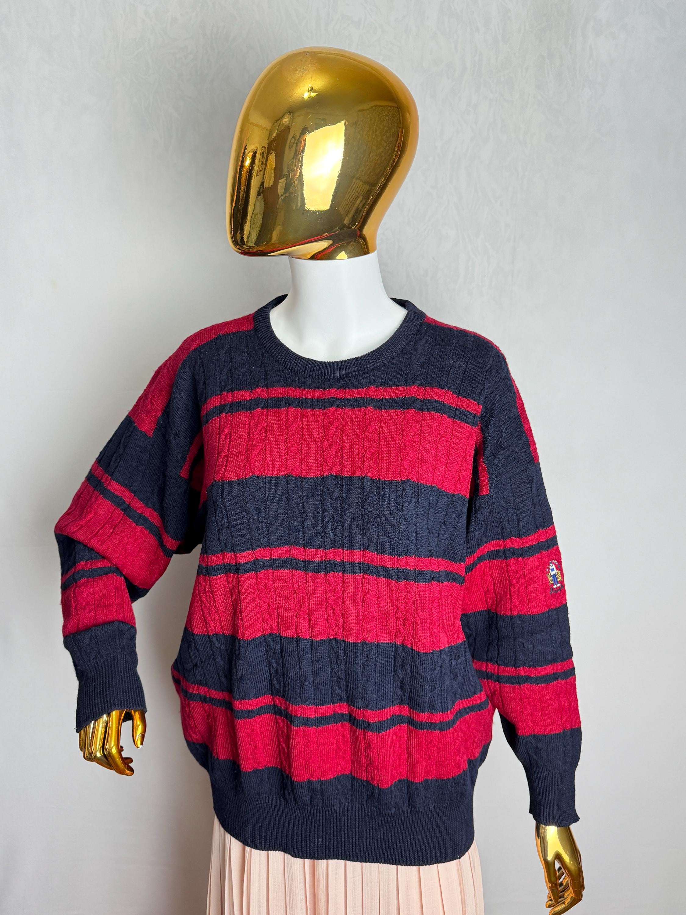 80s ビンテージ Pringle OF SCOTLAND ピュアラムウール PRINGLE of SCOTLAND ウールケーブルニットセーター、80年代風オーバー